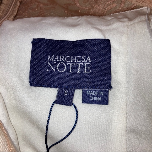 Marchesa Notte Prom Gown Embroidered Lace Formal Cream & Gold Maxi Dress 6 NWT - Picture 13 of 16